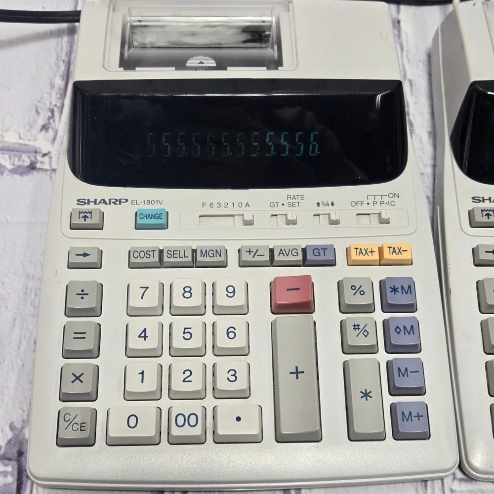 2- Sharp EL1801V Electronic Portable‎ Printer Calculator Dual Power Tested Works